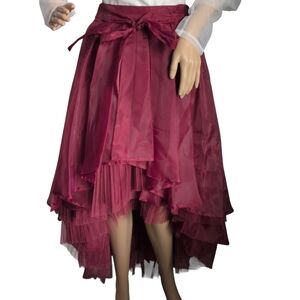 Gracia's Burgundy Layered A-Line Skirt- Tea Party/B-day/Brunch Ready!SM Prestine
